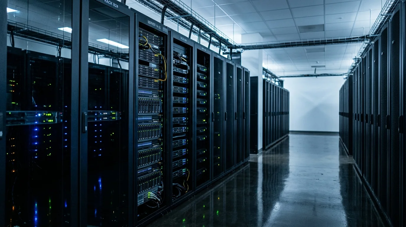 Scarpian AI - Datacenter infrastructure server rows operating under optimized zero-idle FinOps
